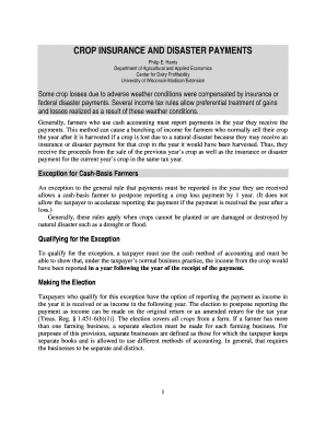 US Federal Crop Insurance and Disaster Payment Deferral