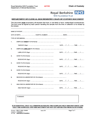 Chain of Custody Form