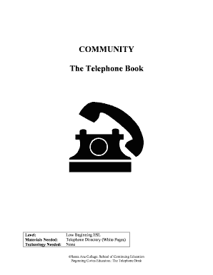 Telephone Book Educational Activity