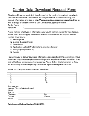 Carrier Data Download Request Form