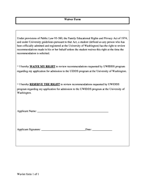 University of Washington Waiver Form