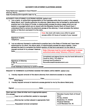 Authority for Attorney Electronic Access