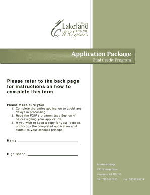Dual Credit Program Application Form