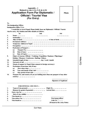 Nepal Visa Application Form
