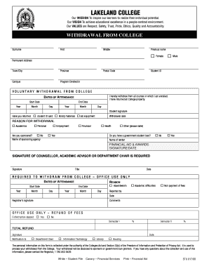 College Withdrawal Form