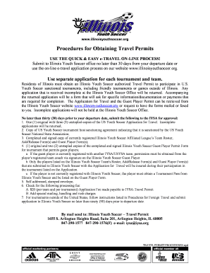 Illinois Youth Soccer Travel Permit Application