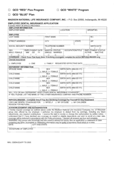 Employee Dental Insurance Application