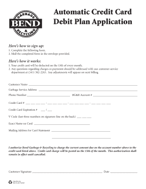 Automatic Credit Card Debit Plan Application