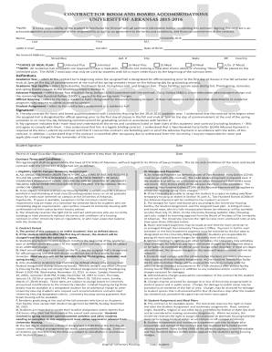 University of Arkansas Room and Board Contract