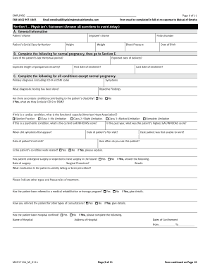 Physician's Statement for Disability Claim