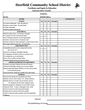 Classroom Safety Checklist