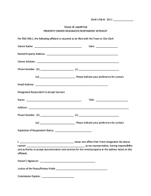 Property Owner Designated Respondent Affidavit