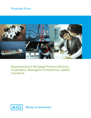 AIG Australia Mortgage Brokers Professional Liability Insurance Proposal Form