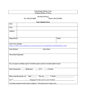 US District Court Copy Request Form