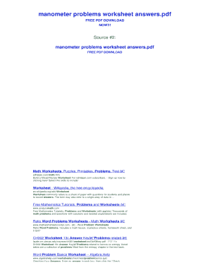 Manometer Problems Worksheet - Fill Online, Printable, Fillable, Blank