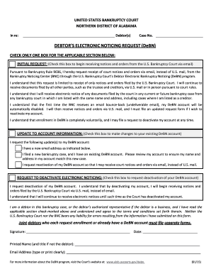 Debtor's Electronic Noticing Request