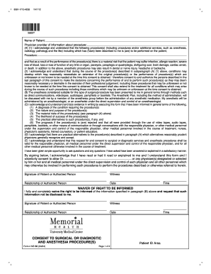 Medical Consent Form for Surgical and Anesthesia Procedures