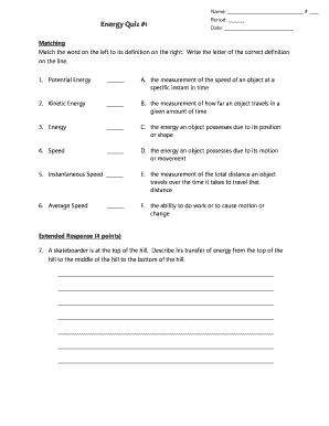 Energy Quiz #1
