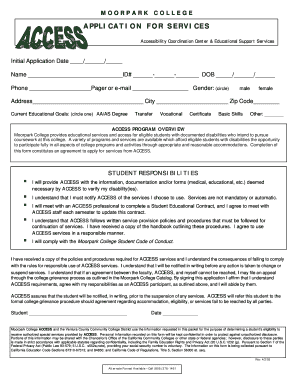 Moorpark College Accessibility Services Application