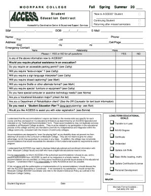 Moorpark College Education Contract