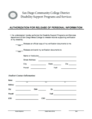 Disability Verification Release Authorization