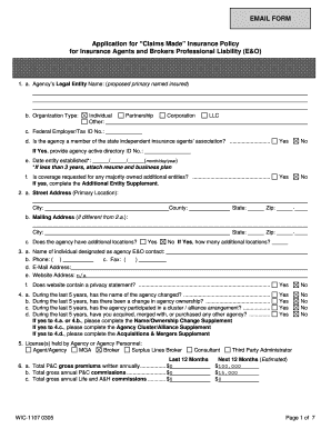 Claims Made Insurance Policy Application