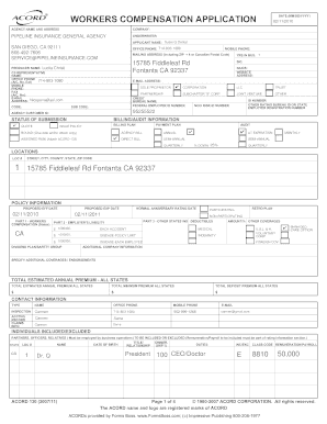 Workers Compensation Application Form