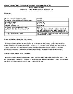 Ontario Record of Site Condition Form