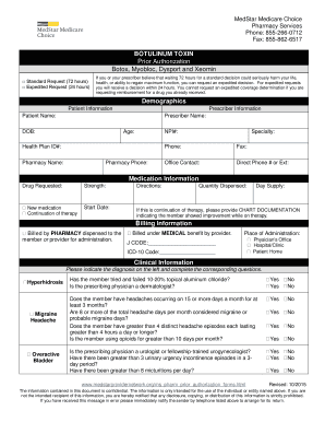 MedStar Medicare Choice Botulinum Toxin Prior Authorization Form