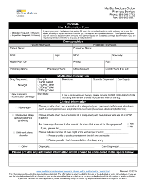 MedStar Medicare Choice NUVIGIL Prior Authorization Form