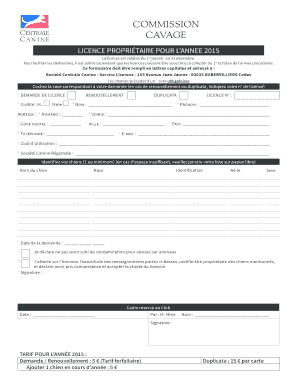 Licence Propriétaire Pour L’Année 2015