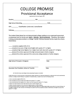 College Promise Provisional Acceptance Form