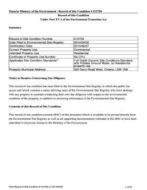Ontario Record of Site Condition