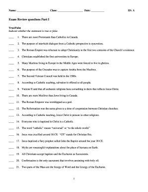 Religious Studies Exam Review Questions
