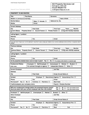 UK Tenant Application Form