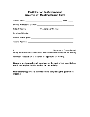 Government Meeting Report Form
