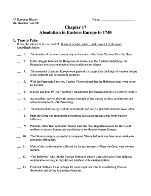 AP European History Homework Packet