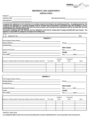 PROPERTY LINE ADJUSTMENT APPLICATION - Veneta Oregon