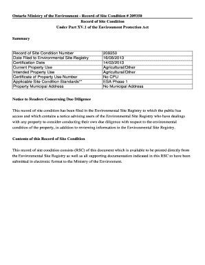 Ontario Record of Site Condition