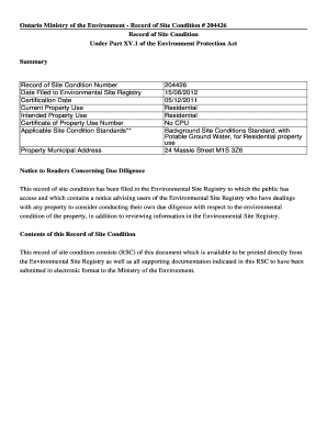 Ontario Record of Site Condition