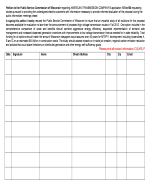 Petition to Wisconsin Public Service Commission