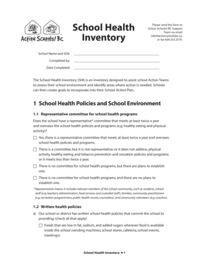 School Health Inventory Form