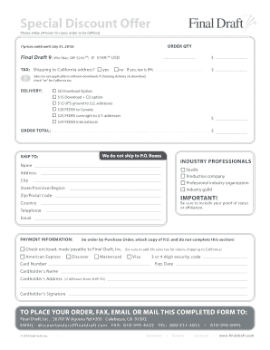 Final Draft 9 Order Form