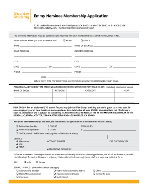 Emmy Nominee Membership Application