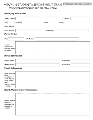 Student Background and Referral Form
