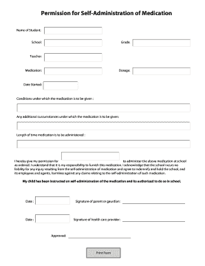 Permission for Self-Administration of Medication