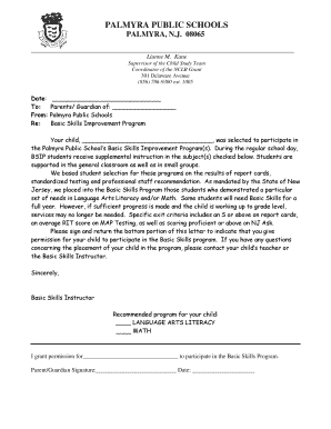 Basic Skills Improvement Program Permission Form