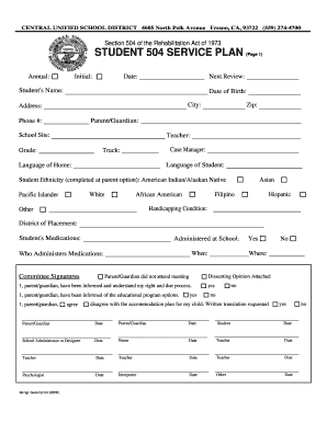 Student 504 Service Plan