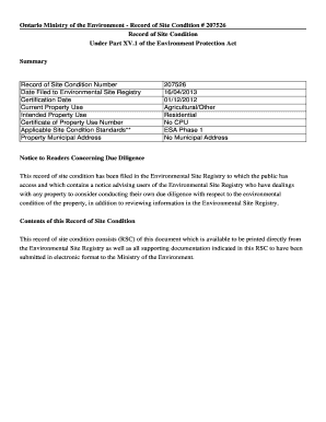 Ontario Record of Site Condition