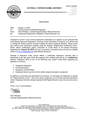 Employment Verification Form